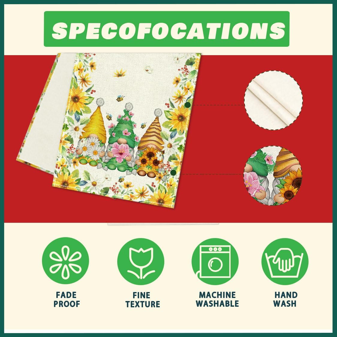 XCHI Yellow White Daisies Flowers Gnomes Spring Table Runner Burlap Table Decoration for Summer Seasonal Home Kitchen Dining Dinner Indoor Holiday Farmhouse Decor 13x108 Inch