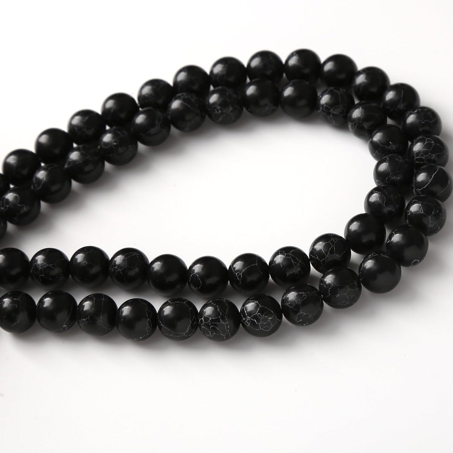 Black Turquoise Stone Beads Gemstone Round Crystal Energy Jade Beads Stone Beads for Jewelry Making DIY Bracelet Necklace Jewelry Making 1 Strand 15.5inch 31PCS 12MM