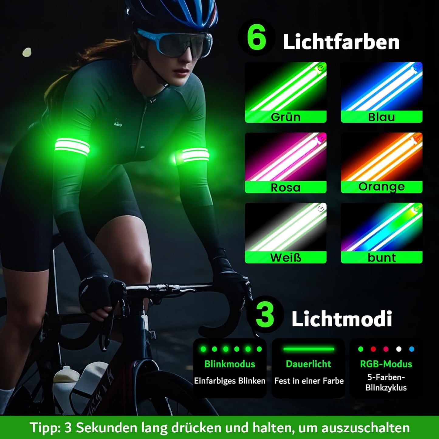 LED Armband for Running(2 Pack),Light Up Arm Bands for Night Walking Running,Rechargeable Lights for Runners,High Visibility Reflective Running Gear Adjustable Light Up Wristbands