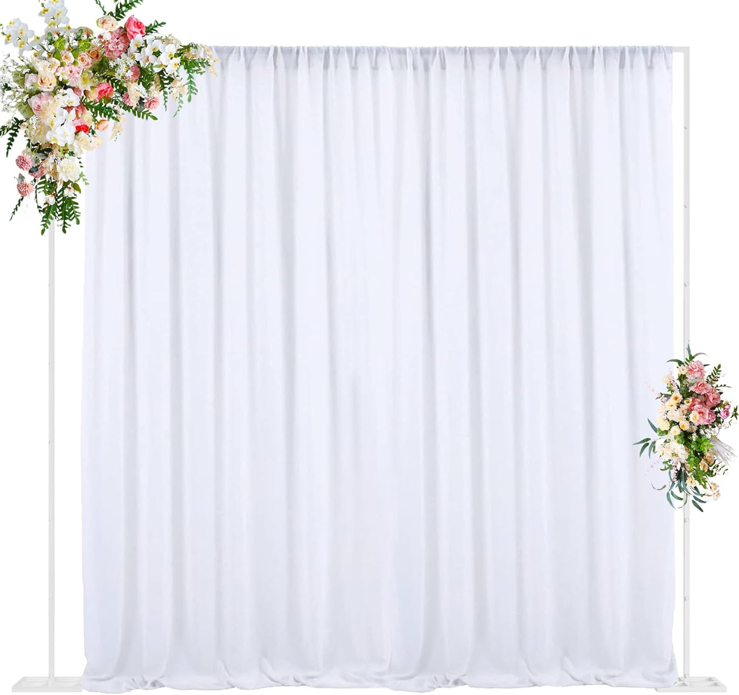Wokceer 10 FT Backdrop Stand Heavy Duty Pipe and Drape Kit, Adjustable White Backdrop Stands for Wedding Photo Booth Background Birthday Party Exhibition Decoration