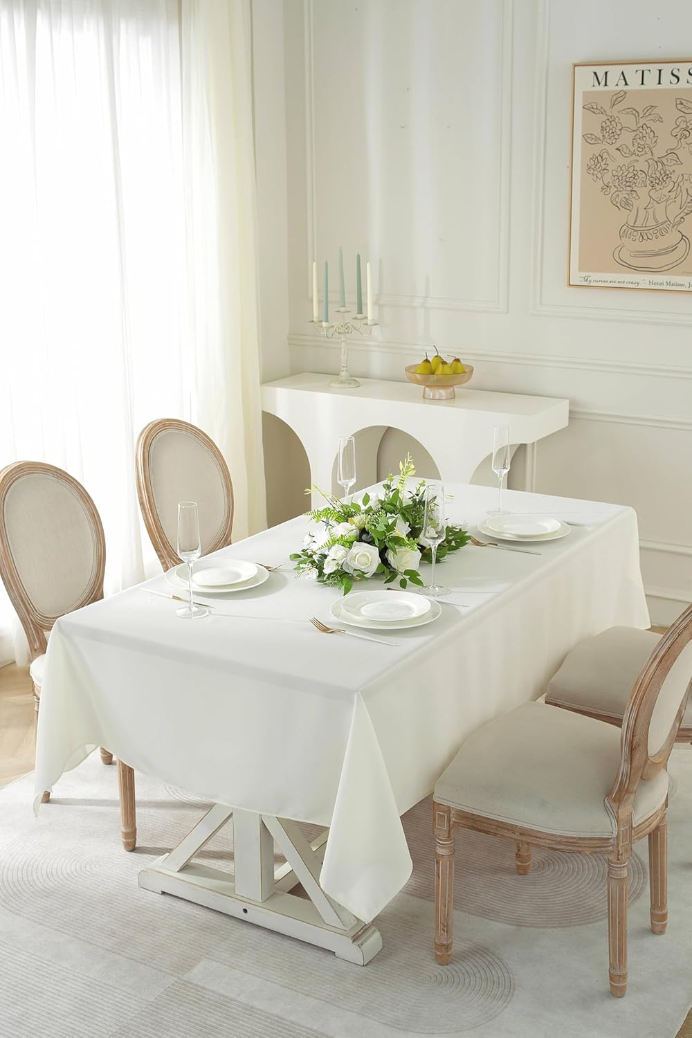 Craft And Party 60" X 126" Rectangular Polyester Tablecloth (Ivory)