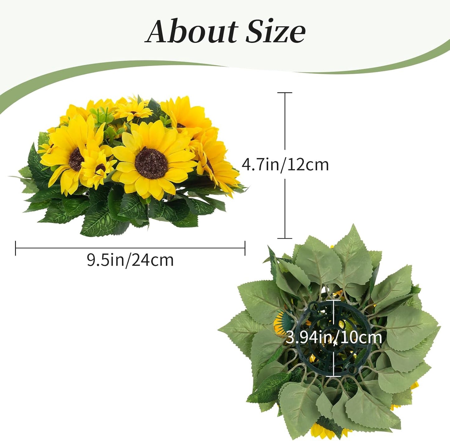 BLOSMON Sunflowers Artificial Flowers Ball - 10 Pcs Fake Yellow Sunflower Flowers CenterPieces Decoration for Wedding Table - Silk Kissing Floral Arrangements for Home Party Event DIY Decor