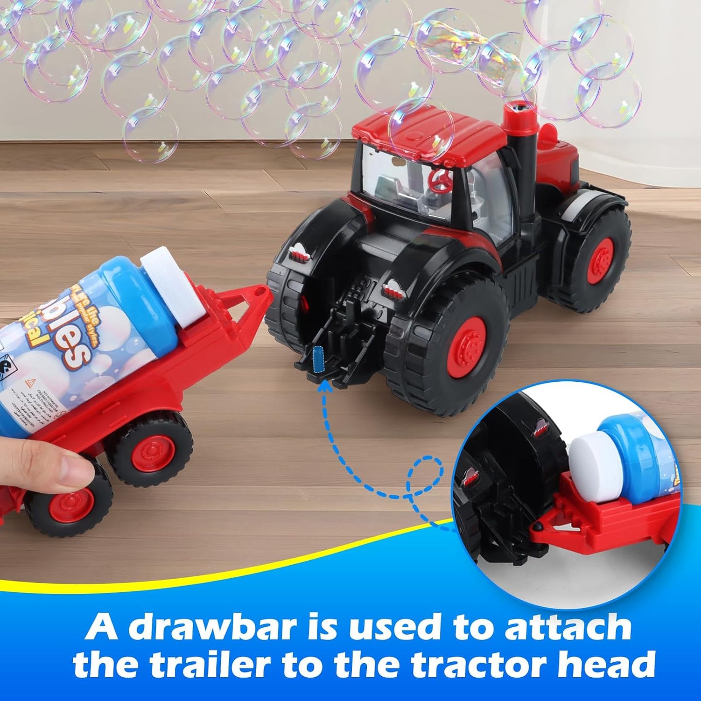 Tractor Bubble Machine for Kids 3 4 5 6 Years Old Boys: 2 in 1 Farm Tractor Toy Automatic Bubble Blowing with Lights & Sounds, Indoor Outdoor Toys for Toddlers, Ideal Gifts for 3-8 Year Olds