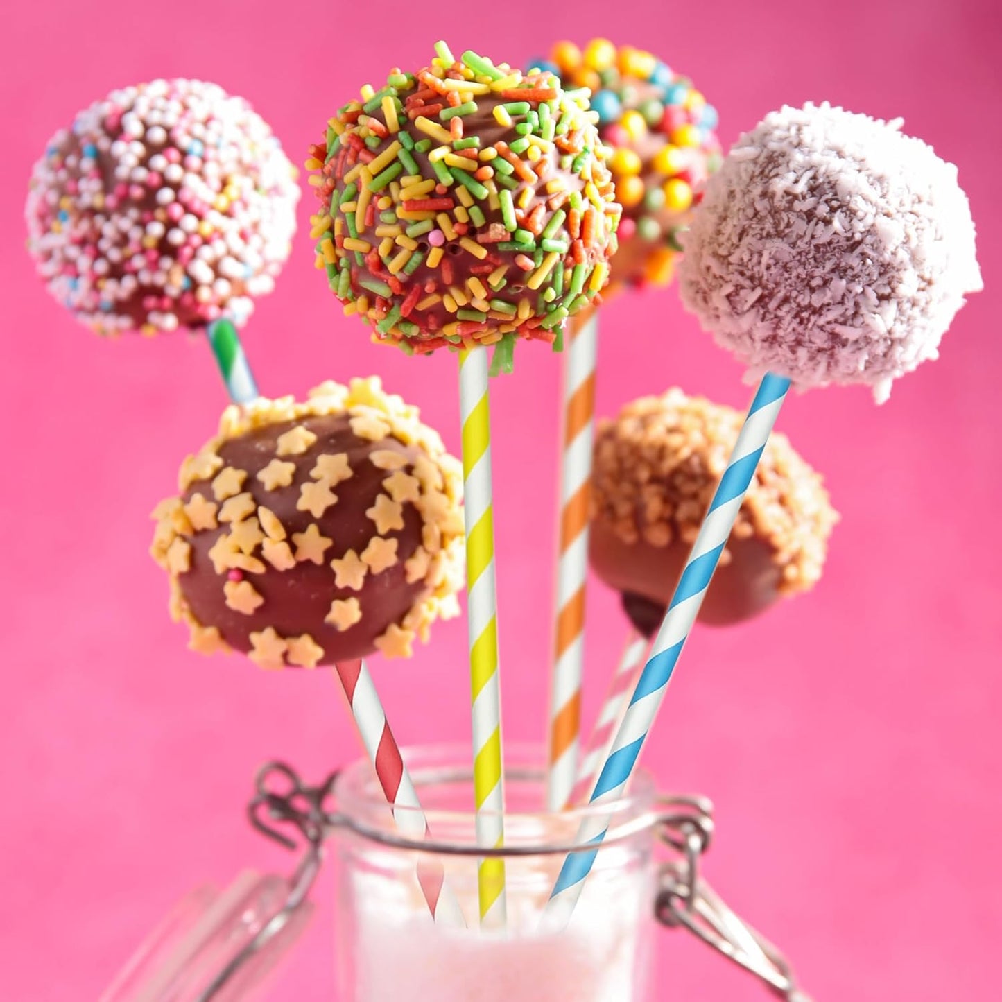 200 Striped Paper Straws, Biodegradable Disposable Drinking Colorful Straws for Birthdays, Coffee, Cocktail, Lemonade, Weddings, Bridal, Baby Shower, DIY Decorations, Party Supplies