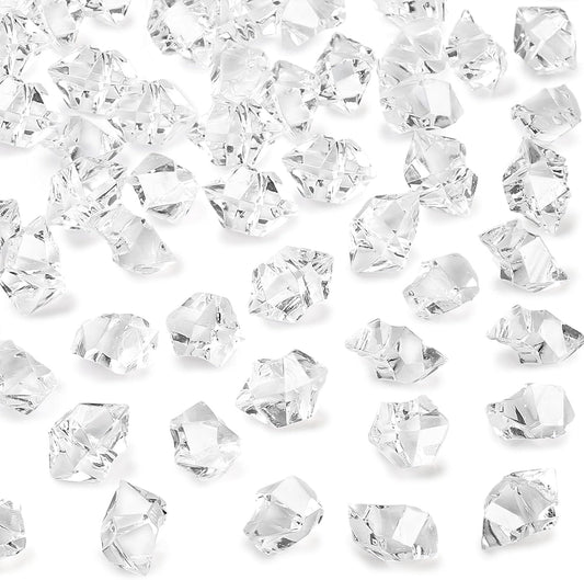 DomeStar Fake Ice, 150PCS Fake Diamonds, Plastic Diamonds Acrylic Rocks Vase Fillers for Centerpieces Wedding Party Table Scatter Food Display
