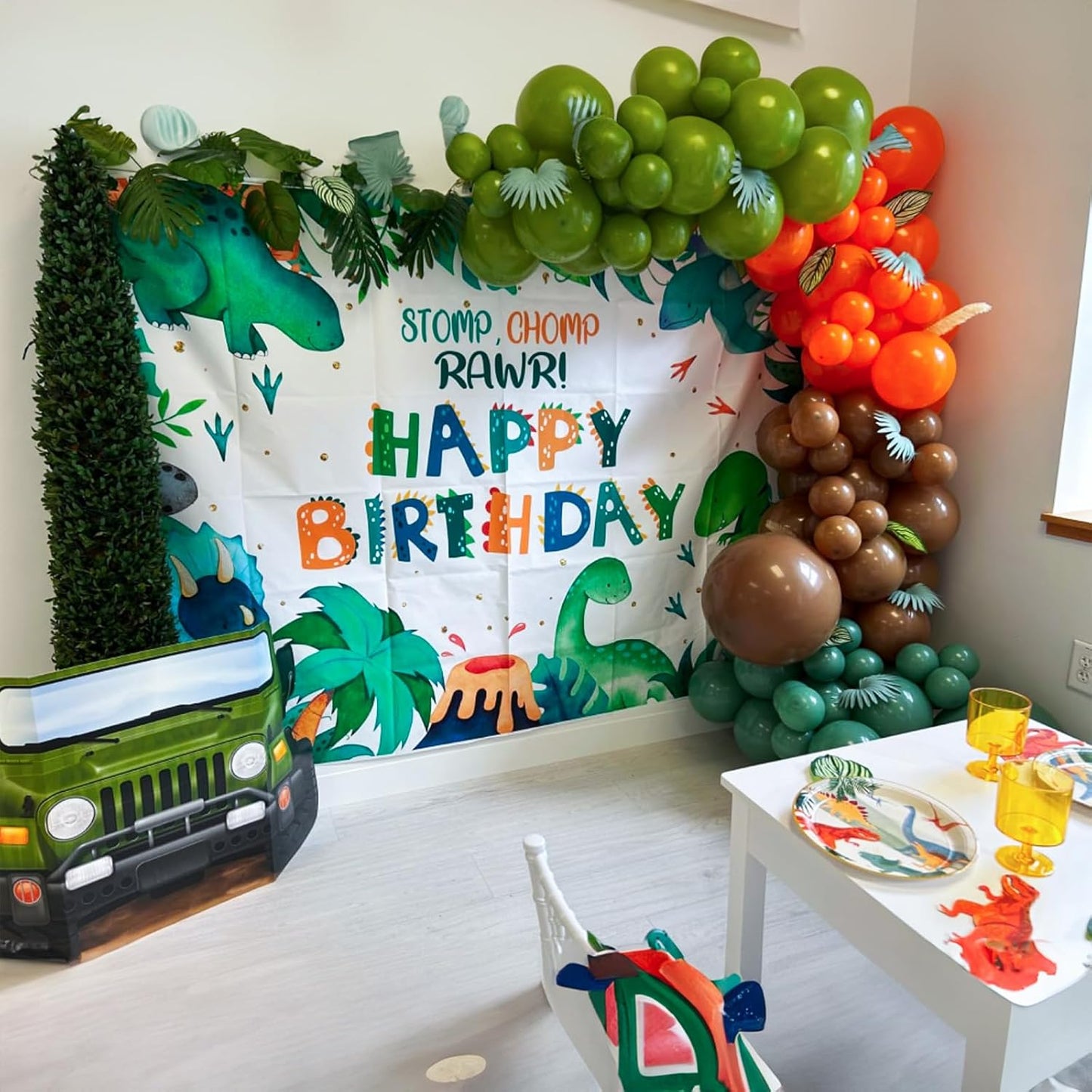 Sage Green Orange Balloons Set, 12 Inch Olive Green Orange Balloons with Nude Coffee Green Brown Latex Balloons Dinosaur Theme Party Decoration for Jungle Safari Wild Woodland Garden Outdoor Party