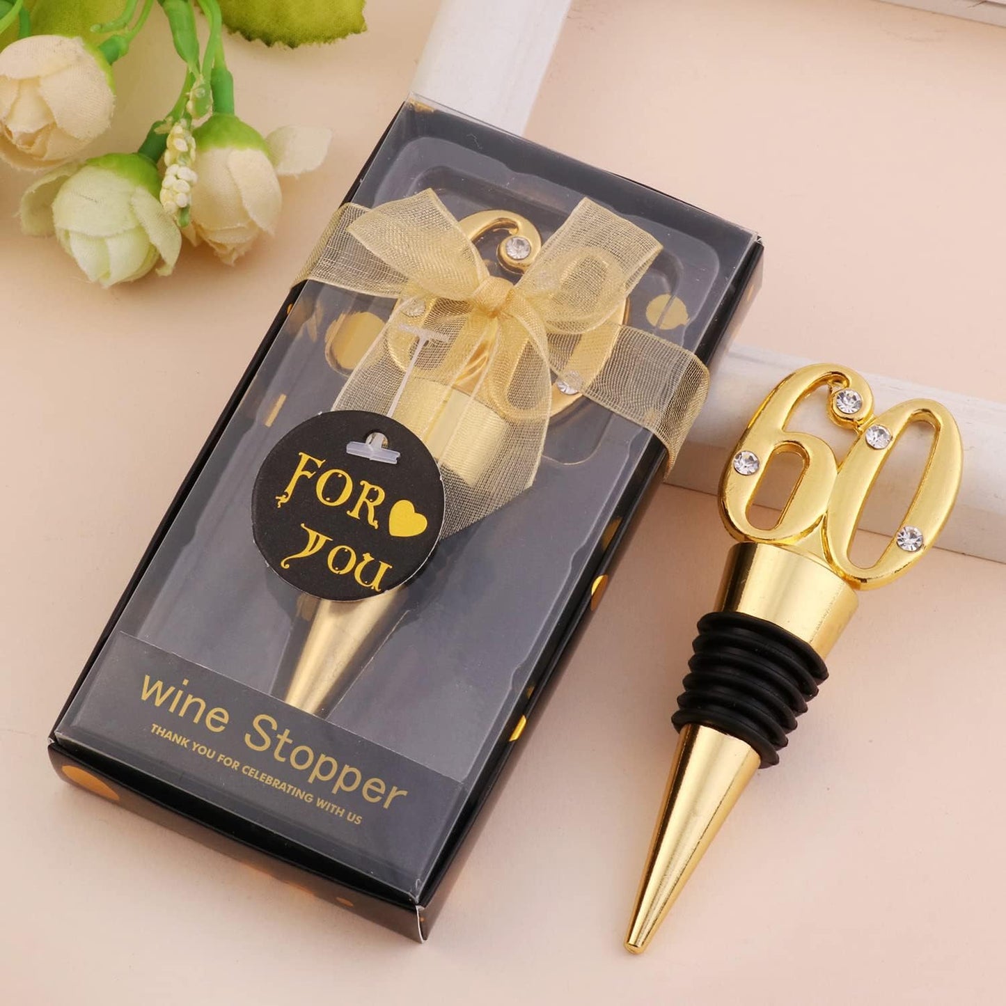 24 Pack 60 Birthday For Guests Wine Cork Beer Wine Cork champagne Bottle With Gift Box For Wedding Gift Party Favor Decoration