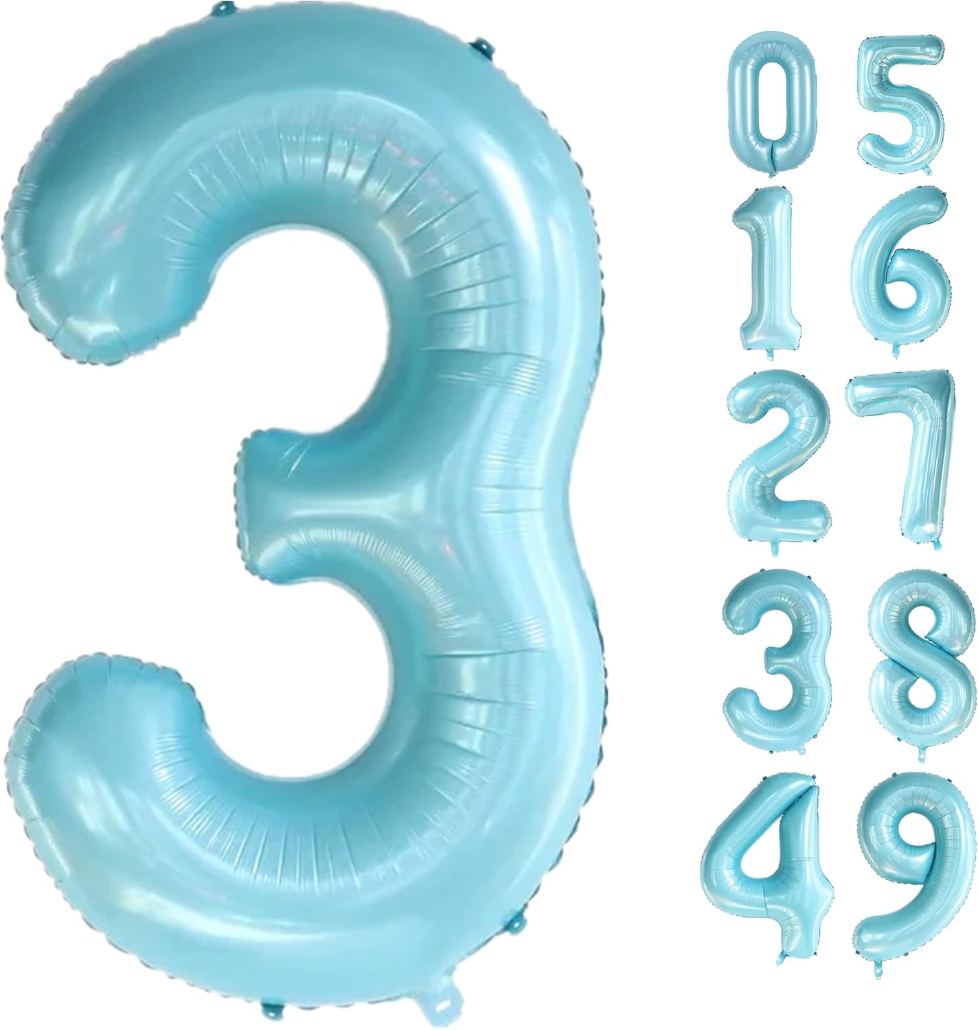 40 Inch Blue Large 0-9 Numbers Balloons,Digit 3 Helium Balloons,3rd Year Old Birthday Decor Foil Mylar Big Number Pastel Balloons for Birthday Party Anniversary Supplies Decorations (Blue 3)