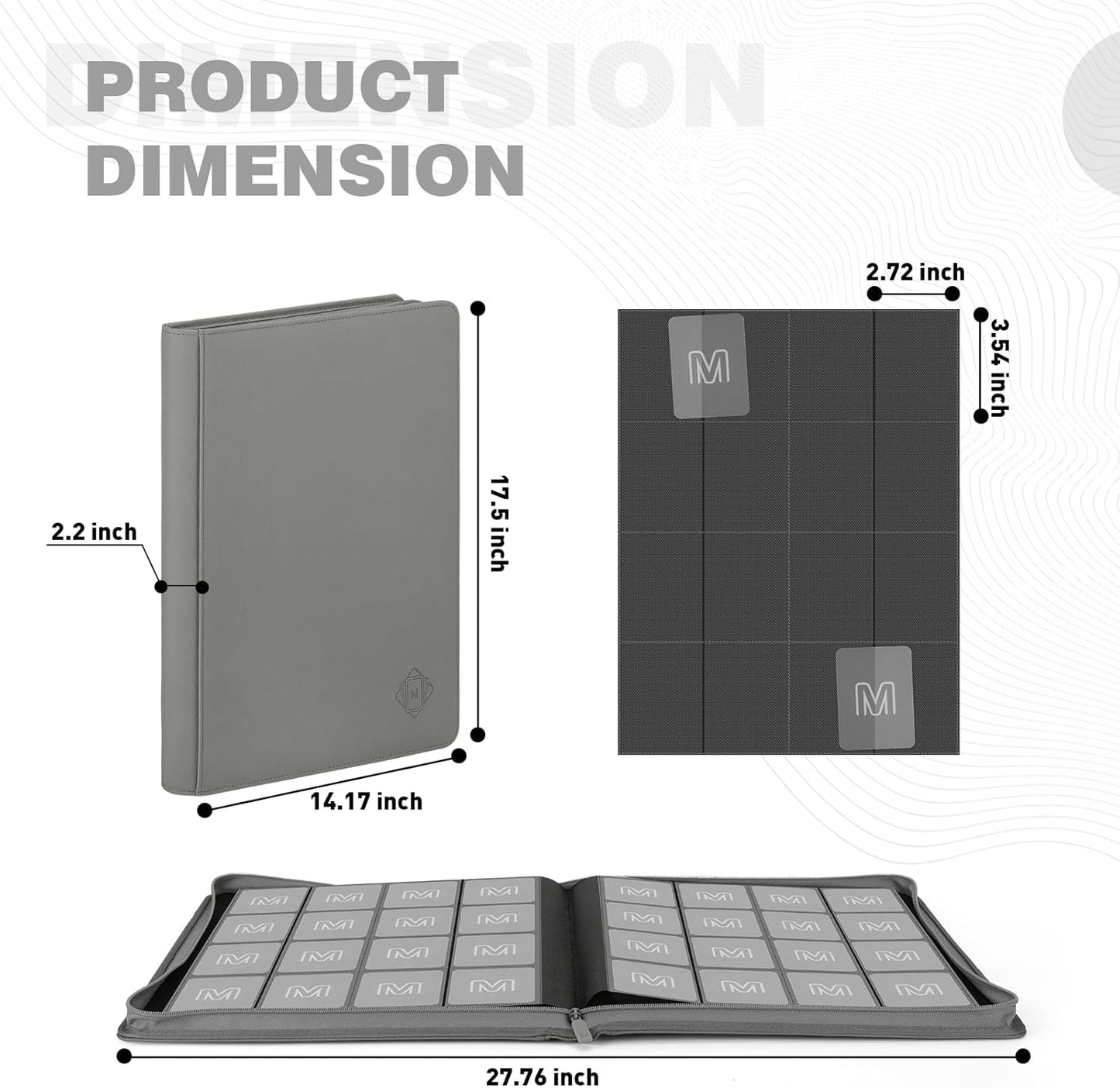 Premium Card Binder 16 Pocket,Trading Card Binder Holds up to 1000+Cards Sturdy Card Collection Album, Card Holder Folders for MTG, TCG, Game Cards & Sports Cards