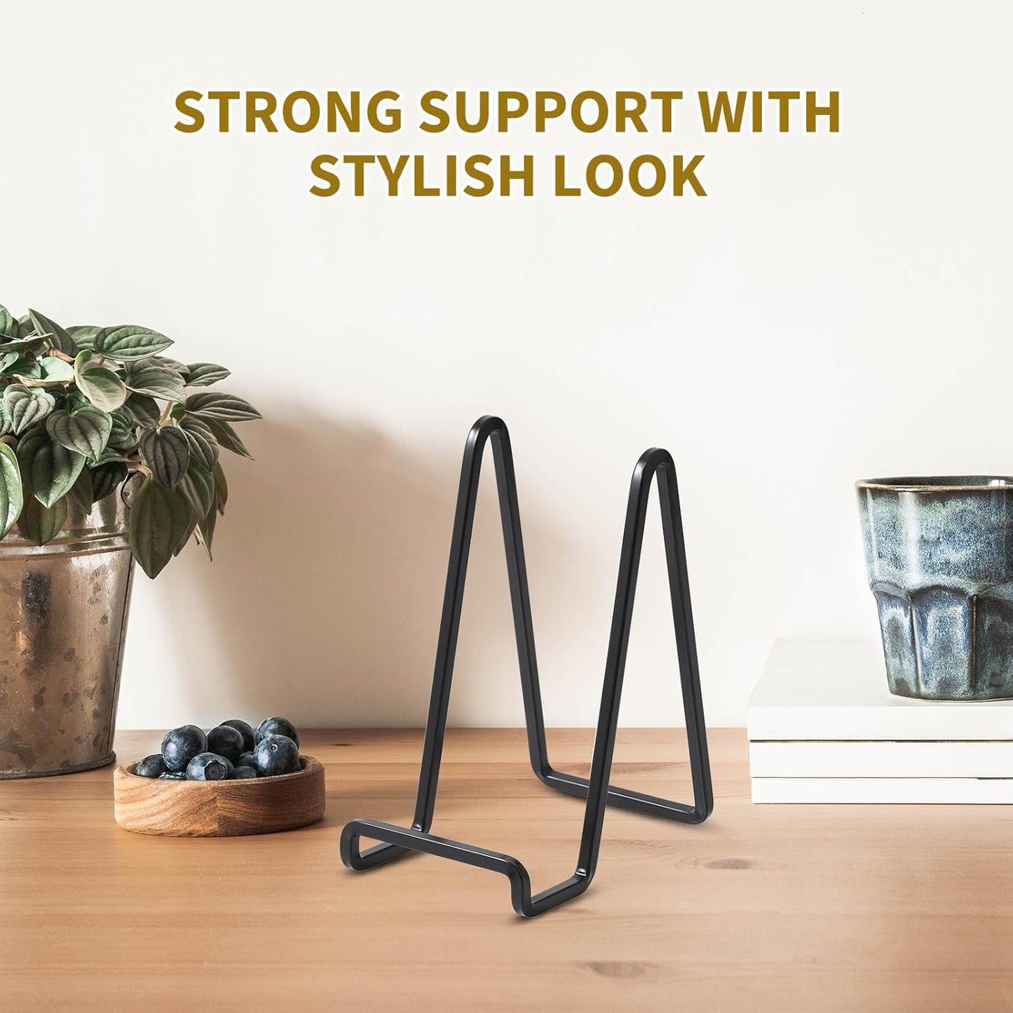 Plate Holder Easel Display Stand - 6 inch Metal Plate Stands for Display - Tabletop Picture Stand - Black Iron Easels for Display Pictures | Photo Frames | Book | Decorative Plates | Plaque - 4Pack