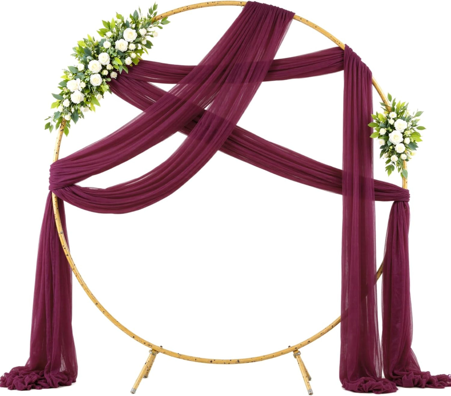 Wedding Arch Draping Fabric Backdrop 1 Panel 30" x 19Ft Burgundy Drapes Curtains for Wedding Reception Sheer Tulle Backdrop Curtain for Ceremony Birthday Party Baby Shower Arbor Ceiling Decorations