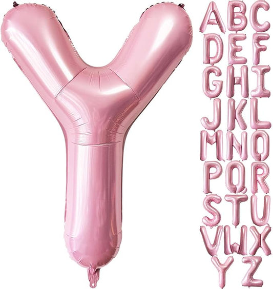 Lovoir 40 Inch Pink Letter Y Balloon - Pastel Foil Mylar Helium Balloons for Birthday Party Supplies, Anniversary Event Celebration Decorations