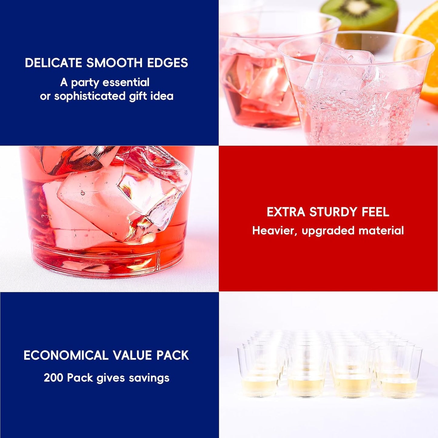 JOLLY CHEF 𝟐𝟎𝟎 𝐏𝐚𝐜𝐤 𝟗 𝐨𝐳 Clear Disposable Plastic Cups Heavy-duty Party Glasses, Disposable Cups for Thanksgiving, Halloween,Christmas Party