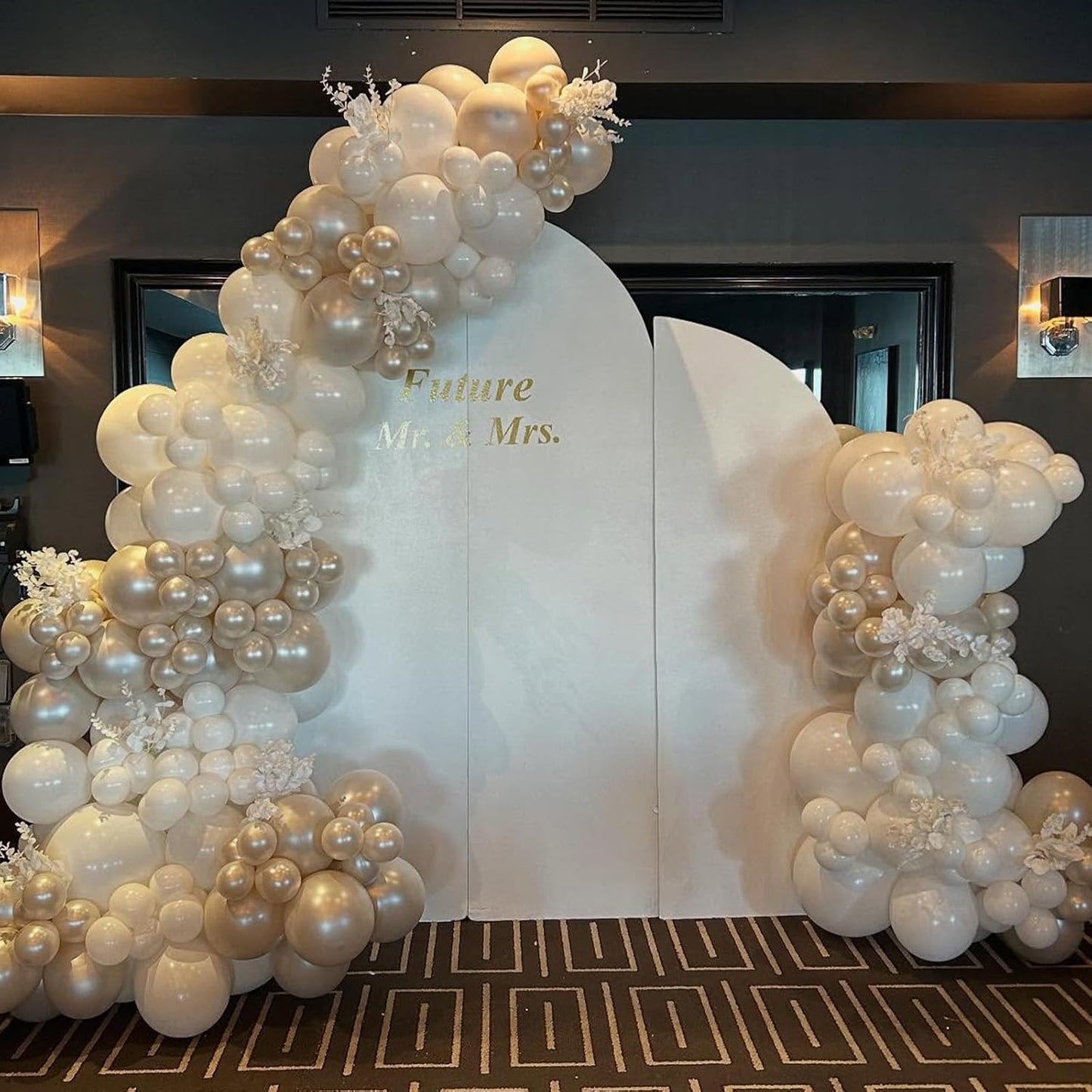 Pearl White Balloons, 50 PCS 12 Inch Double Stuffed Pearl Sand White Balloons with Thick Ivory Latex Balloon for Wedding Engagement Baby Shower Bridal Birthday Anniversary Party Decorations Supplies