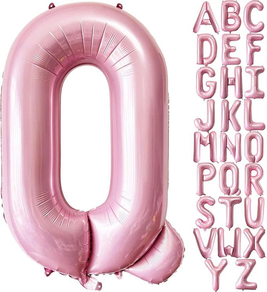 Pink Letter Q Balloons, 40 Inch Pastel Pink Letter Balloons Q Foil Mylar Helium Pink Letter Balloons for Birthday Party Supplies Anniversary Event Celebration Decorations Alphabet Pink Q