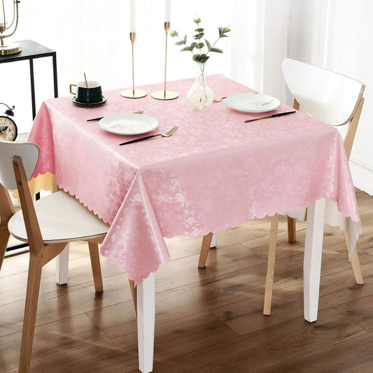 Smiry Square Table Cloth, Waterproof Heavy Duty Vinyl Tablecloths, Wipeable Washable Table Cover for Kitchen and Dining Room (Pink, 54" X 54")