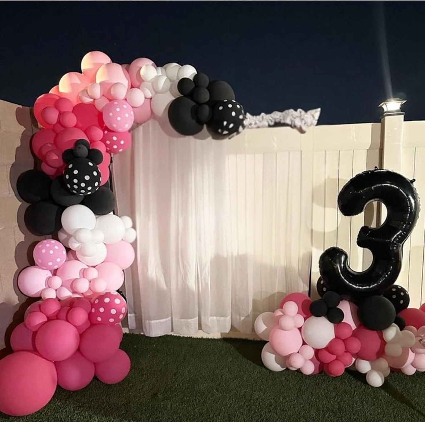 Pink and Black Balloons,50Pcs 12 Inch Hot Pink White Black Dots Metallic Pink Latex Balloons,for Girls Women Wedding Birthday Party Supplies