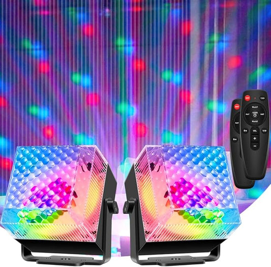 Disco Lights,Party Light QinGerS Dj Stage Light 7 Colors Sound Activated for Christmas Birthday KTV Club Romantic Decoration 2pcs