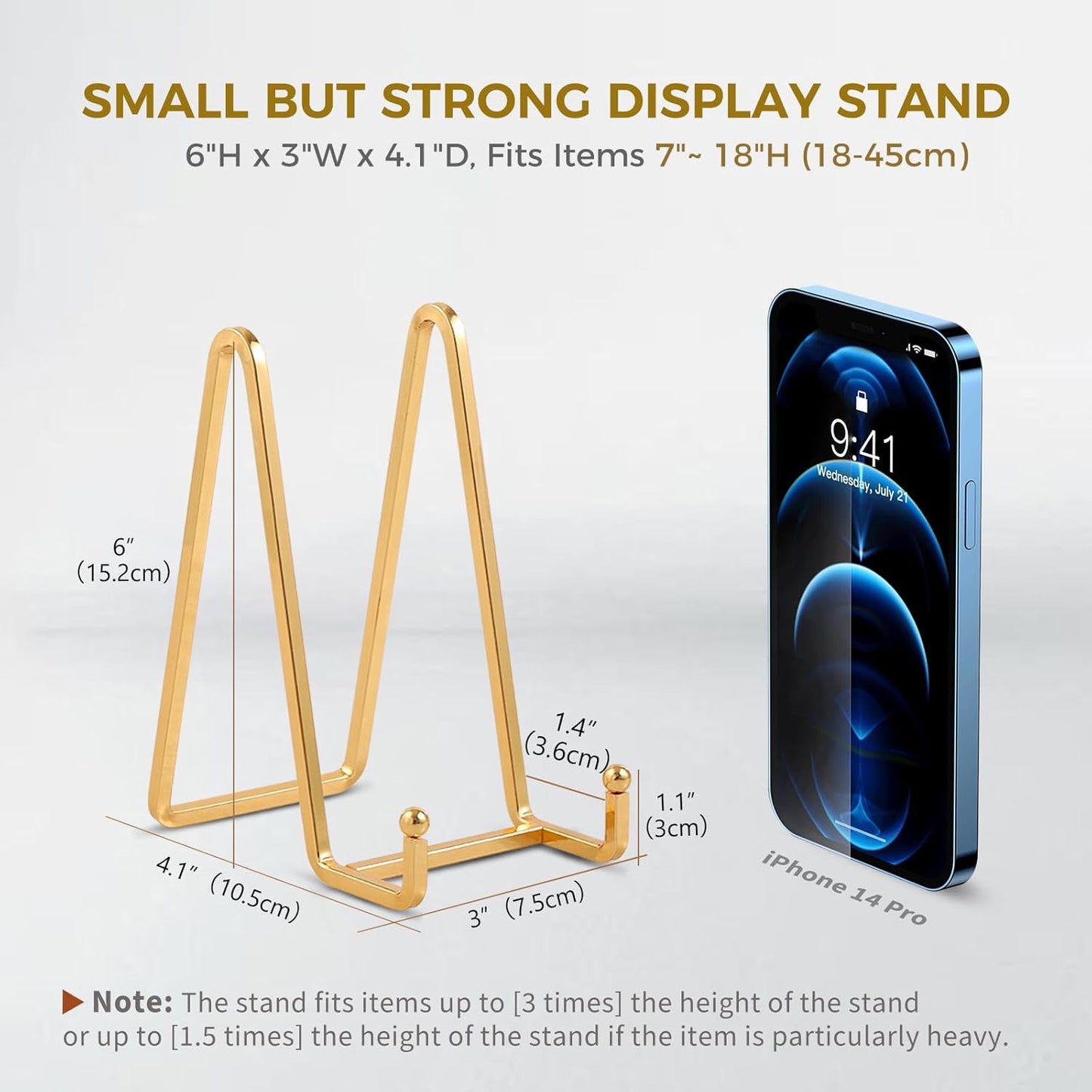 Plate Holder Easel Display Stand - 6 inch Metal Plate Stands for Display - Tabletop Picture Stand - Gold Iron Easels for Display Pictures | Photo Frames | Book | Decorative Plates | Plaque - 2 Pack