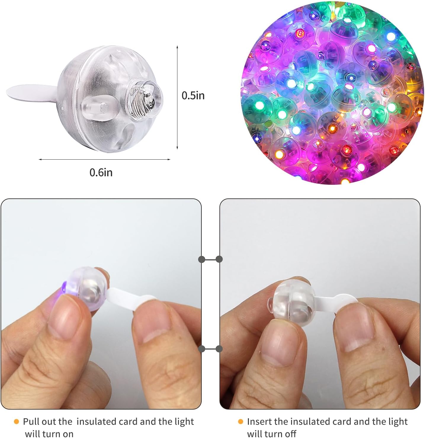 Aogist 50Pcs Balloon Lights with Hook,Long Standby Time,Waterproof Mini Light for Birthday Party Wedding Christmas Halloween Easter Decorative(Steady, 10-Colors)