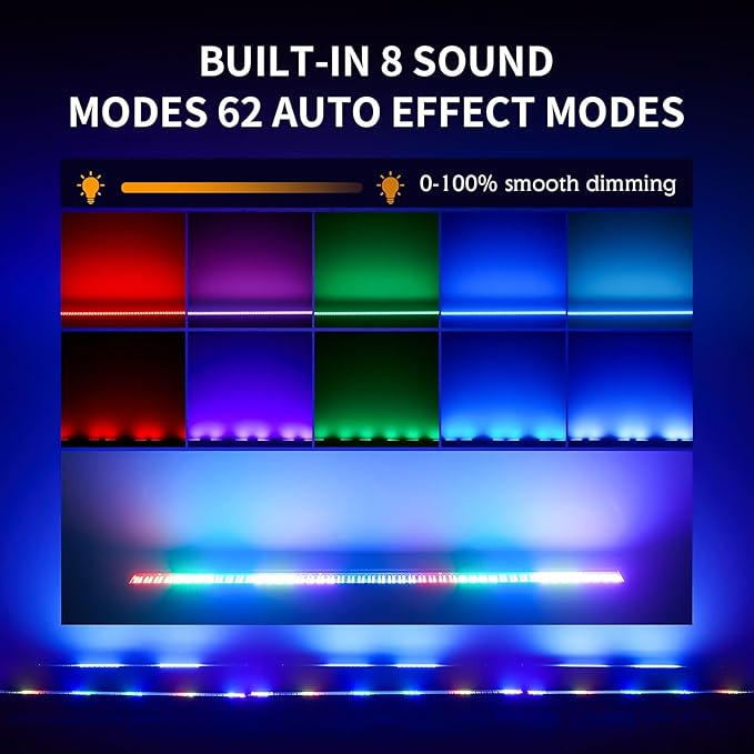 Stage Lights Bar 200W RGB DJ Light 192 Partition Pixels 760 LED Strobe Light DMX Sound Chasing Wash for Parties Club Disco Events Wedding Church