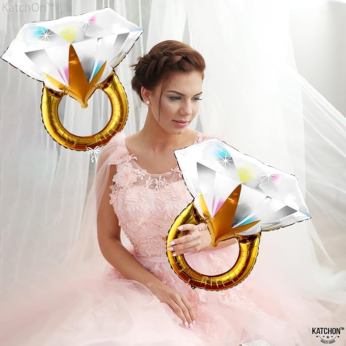 KatchOn Cute Diamond Ring Balloon - 26 Inch, 2 Piece | Bachelorette Party Decorations | Engagement Ring Balloon, Bridal Shower Decorations