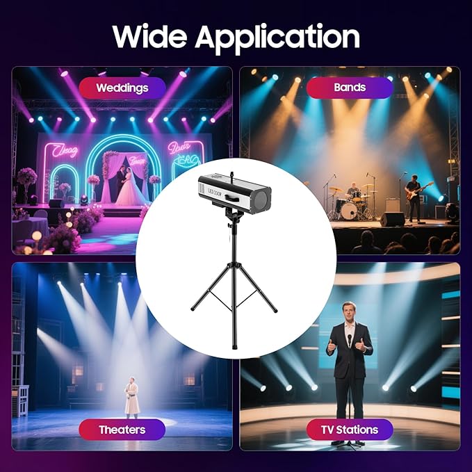 330W LED Stage Spotlight with Tripod, Professional Follow Light with 6 Colors & 3 Color Temperatures (5600K、6000K、3200K), Theater Lights DJ Lighting for Wedding Party, DJ Show, Theater (330, Watts)