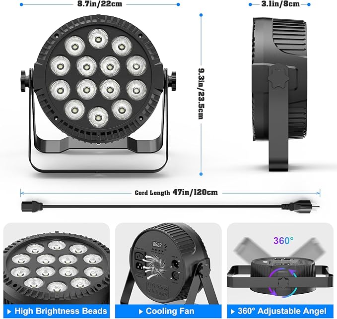 RGBW 4-in-1 Stage Lights, 80W LED Par Lights with DMX512/Remote/Sound Acitvated Control, Uplights for Events, Wedding, Parties, Dance, Stage - 4Packs