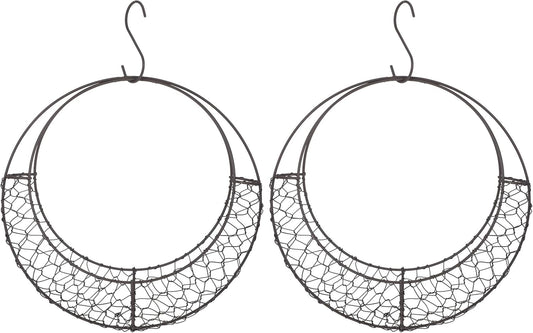 Air Plants Holders Wire Wreath Frame Hanger, 11 inch Moon Shape Wreath Form Hanging Plant Holder Metal Hanging Orchid Planter Plant Basket Holder, Succulent Wire Wreath Frame with Hook (Pack of 2)