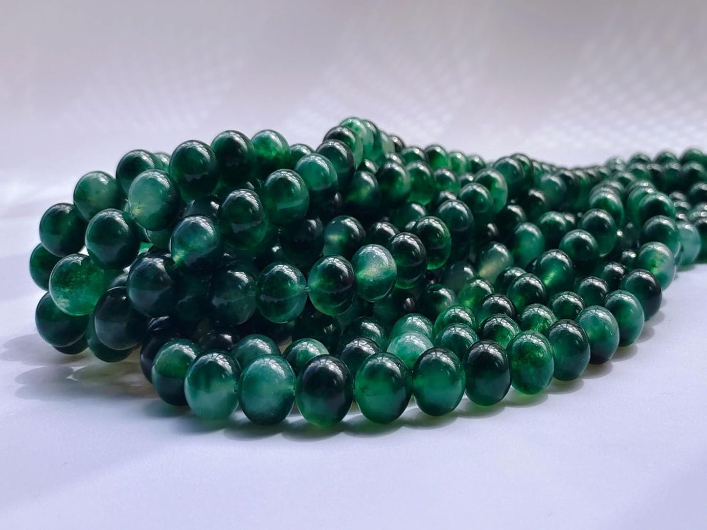 Stone Beads 8mm 100pcs Green Flower Jade Beads Round Loose Gemstones Beads for Bracelet Necklace Jewelry Making (8mm, 60826 Green Flower Jade)