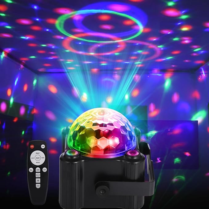 Party Lights Disco Ball Light,Dj Disco Light Sound Activated LED Light 6 Colors for Home Room Dance Parties Birthday Karaoke Halloween Christmas Wedding Show Club Decorations