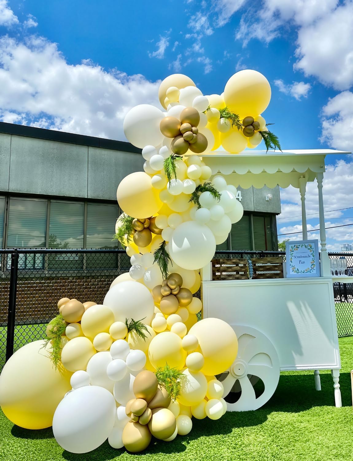 Yellow and White Balloons - 12inch Pastel Yellow Balloons Glitter Gold Confetti Balloon White Party Balloon for Sunflower Honeybee Theme Birthday Baby Shower Party Decorations, Indoor Outdoor