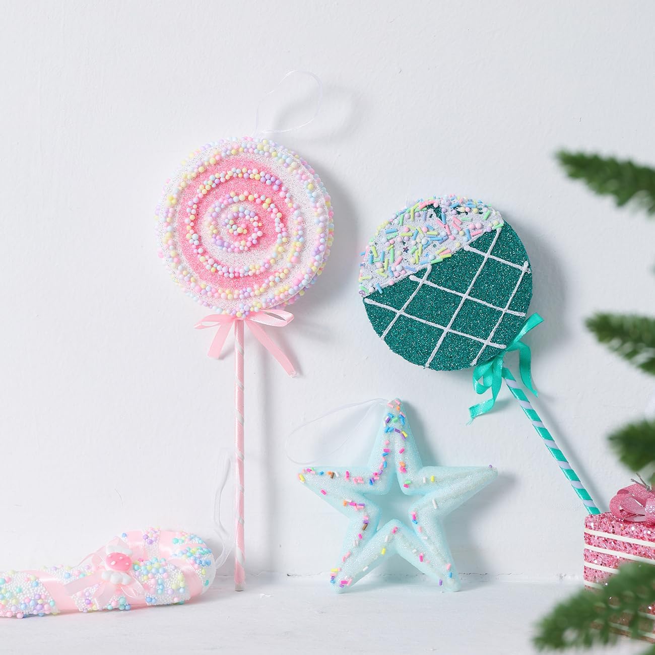 LANGXUN 6pcs Lollipop Candy Land 2025 Xmas Birthday Party Wedding Suppiles Decoration, Hanging Candy Cane Christmas Tree Décor, Christmas Decorative Hanging Ornaments Crafts