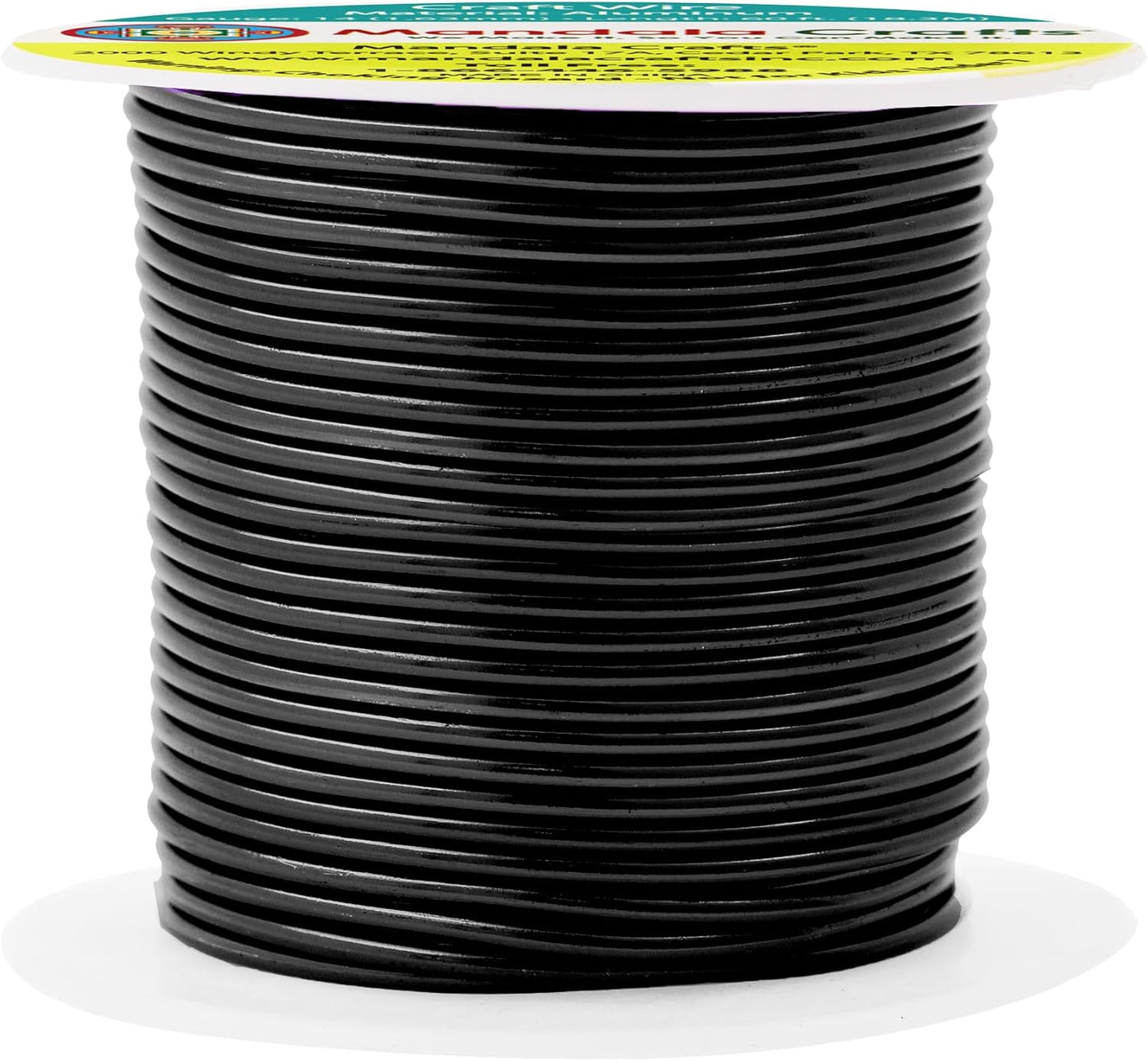 Mandala Crafts 14 Gauge Anodized Aluminum Craft Wire for Jewelry Making - 60 FT Colored Flexible Black Wire - Bendable for Bonsai Armature Crafting Sculpting