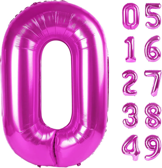Rosy Purple Helium Number Balloon 40 Inch, Giant Foil Rosy Purple Number 0 Birthday Balloons, Large Numbers 10 20 30 40 50 60 70 80 90 100 2026, Party Celebration Supplies Decorations