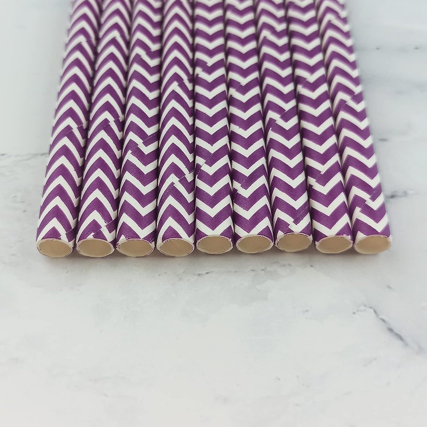 YAOSHENG Premium Disposable Waves Striped Drinking Paper Straws, Pack 100 Purple Waves Paper Straws for Cocktail Party Supplies,Birthday,Bridal/Baby Shower,Juice,Shakes (Purple Waves)