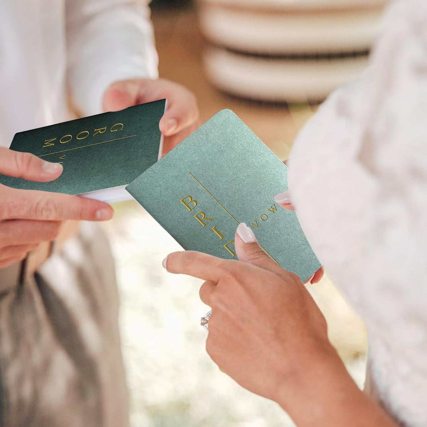 Vow Books His and Hers Wedding Vow Books Bride and Groom with Soft Touch Gold Foil Engraving Wedding Essentials(TR-GB-Sage)