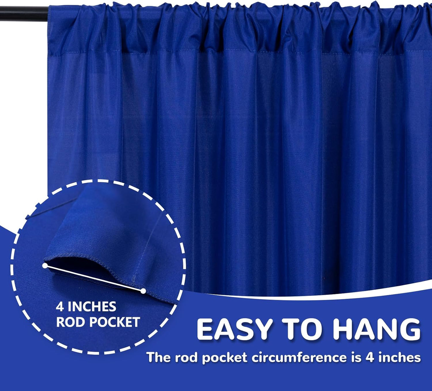 MEETSKY Royal Blue Backdrop Curtains for Parties Blue Curtains Photography Backdrop Drapes for Wedding Birthday Party Baby Showers Rod Pocket Home Sliding Door Decoration, 5ft x 8ft, 2 Panels