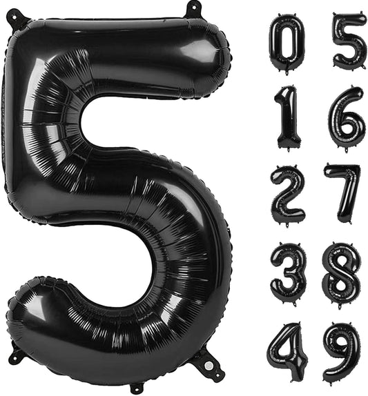 40 Inch Black Number Balloon 0-9(Zero-Nine), Big Size Happy Birthday Balloon, Foil Helium Big Number Balloon for Birthday Celebration Decorations Graduations Anniversary Photo Shoot