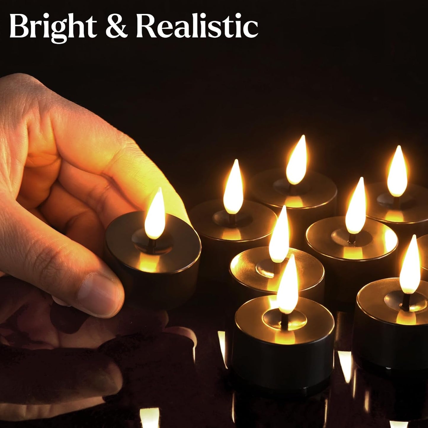 Eywamage Black Halloween LED Tealights, Flickering Flameless Tea Lights Votive Candles Set of 12