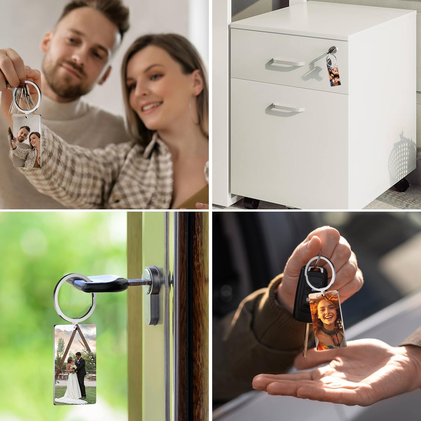 Custom Keychain with Picture, Personalized Keychain with Engraving Photo/Text for Dad, Mom