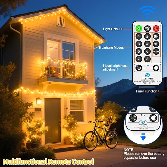 394 FT 1000 LED Christmas Lights Outdoor String Lights 8 Modes & Timer Fairy Lights Plug in Waterproof LED String Lights for Xmas Yard Tree Patio Wedding Holiday Party Decorations (Warm White)