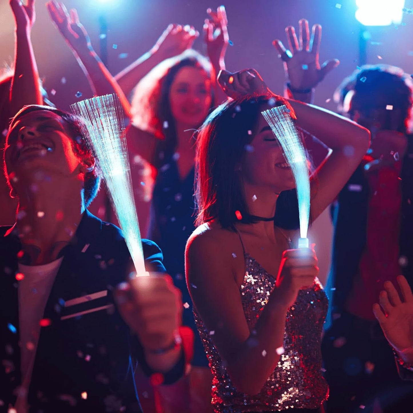 28 Pcs Sparkler Firework Sticks Glow Fiber Optic Wands, LED Flashing Sticks Light Up Toy for Adults Kids, Glow in The Dark Party Supplies Favor Bulk Magic Rave Decoration for Wedding Christmas Easter