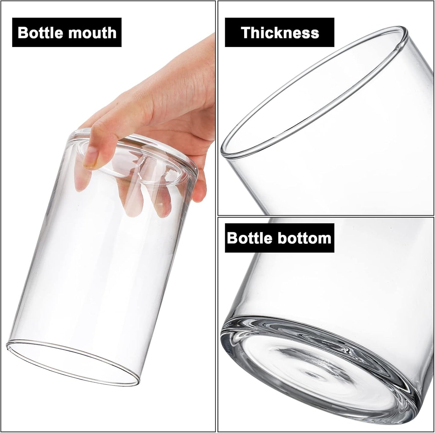 Frcctre 8 Pack 6 Inch Glass Cylinder Vases, Clear Glass Vases Floating Hurricane Candle Holders Flower Vase for Wedding Centerpieces and Home Decoration