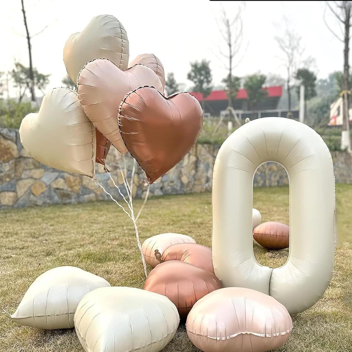 40 Inch Cream White Number 0 Balloon Mylar Big Foil Helium 0 10 20 30 40 50 Number for Party Decorations,Digital Birthday Party Wedding Boy Baby Shower Decorations (Cream No 0)