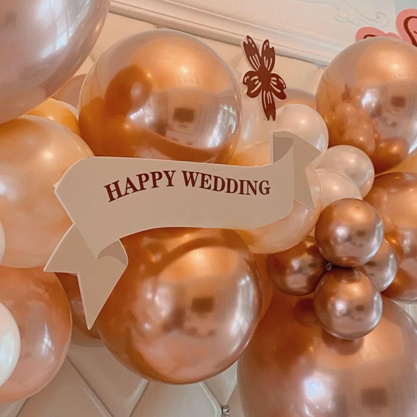 FunHot Rose Gold and White Balloons, 60Pcs Pearl Rose Gold Balloons, 12 Inch Metallic Rose Gold Confetti Balloons Helium Rose Gold Latex Balloons for Baby Shower Wedding Birthday Party Decorations