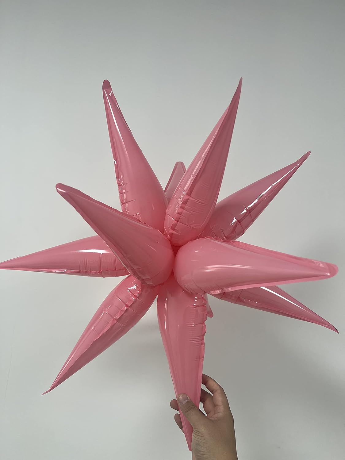 3pcs 26-Inch Macaron Pink Star Foil Balloons - Explosion Star Burst Balloon, Spike Cone Balloon for Birthday Party Decorations, Wedding, Bachelor Party