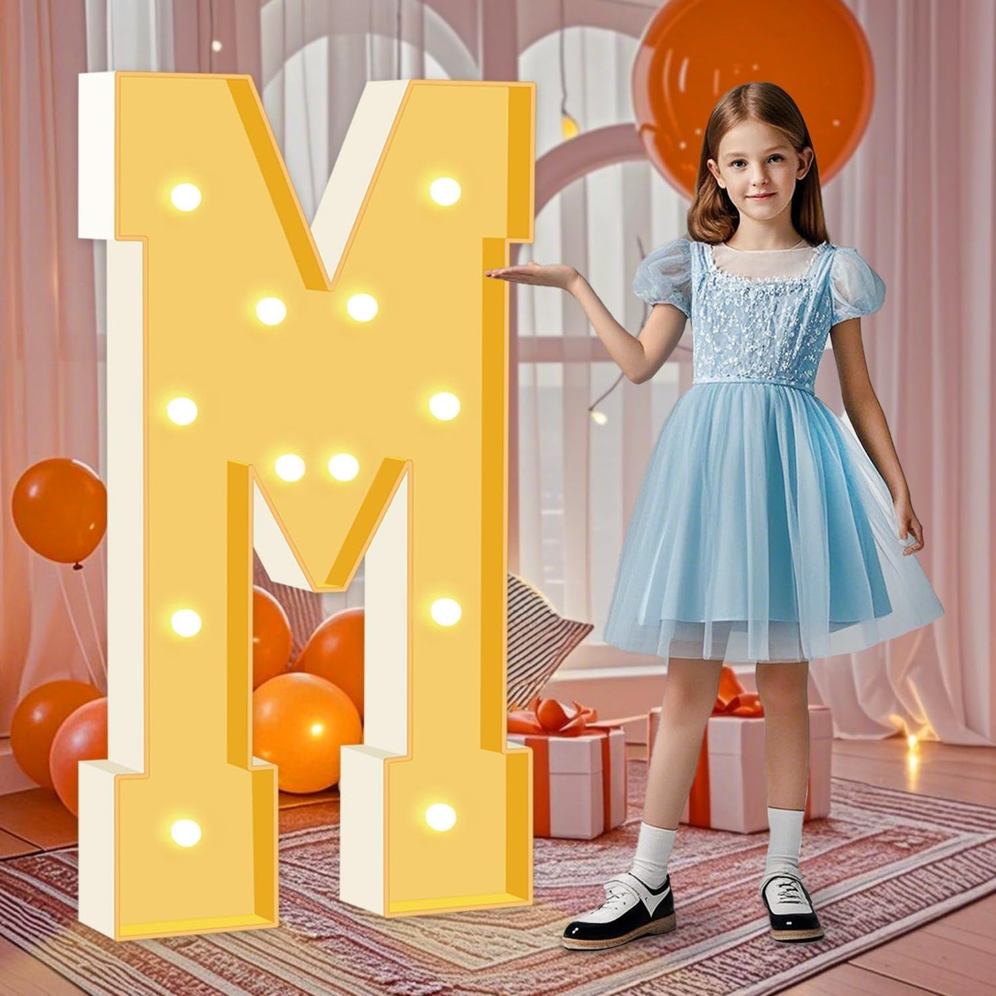 4FT Marquee Light Up Letters, Warm White Light Up Letter M, Large Marquee Letter Marry Me Sign for Birthday Party Decorations Wedding Proposal Decor
