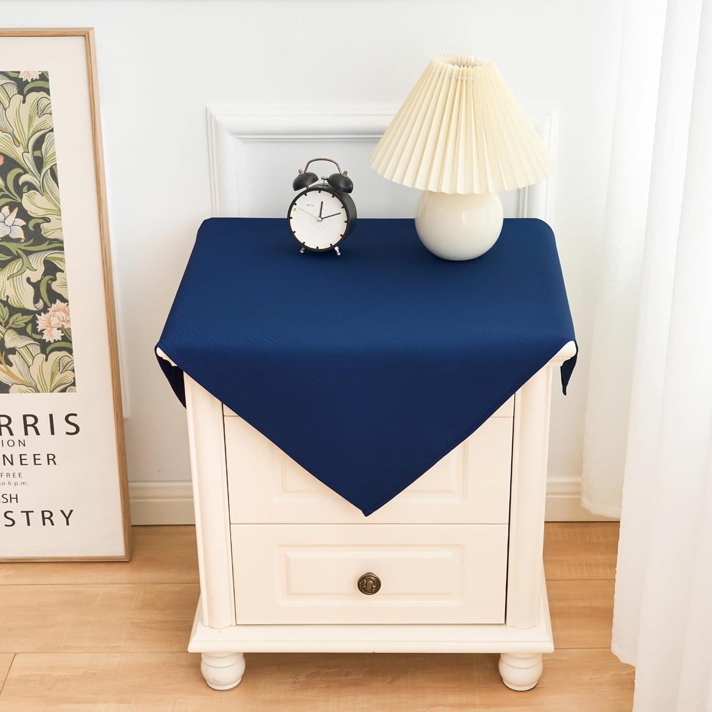 2 Pack Small Square Navy Polyester Tablecloth 24X24 Inch for End Table, Coffee Table, Nightstand