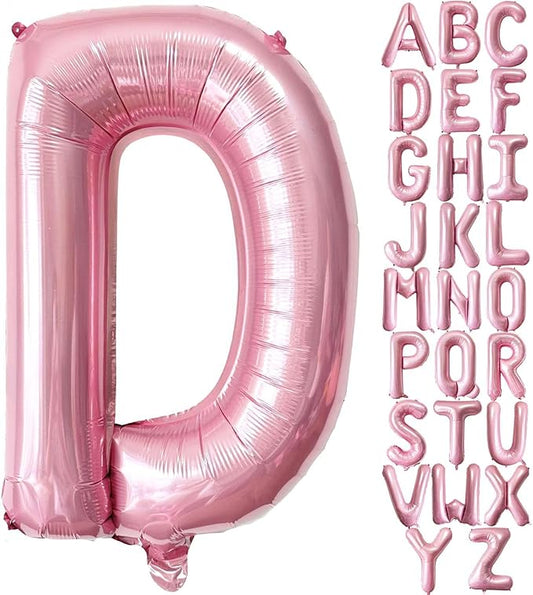Pink Letter D Balloons, 40 Inch Pastel Pink Letter Balloons D Foil Mylar Helium Pink Letter Balloons for Birthday Party Supplies Anniversary Event Celebration Decorations Alphabet Pink D